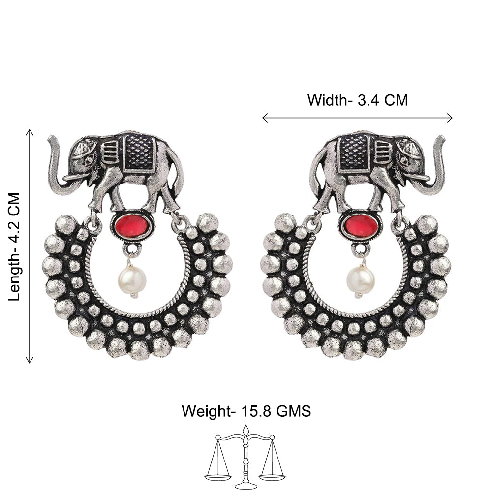 Elephant Arc dangler earrings (Dark Red)