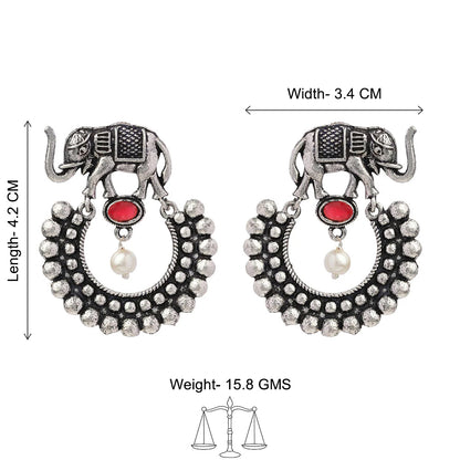 Elephant Arc dangler earrings (Dark Red)