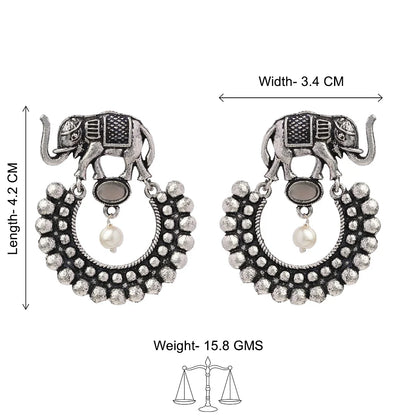 Kalash Kamal earring  Elephant Arc dangler earrings (Grey) Combo set