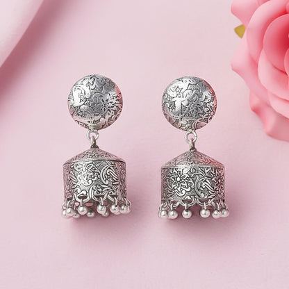 Sleek Traditional jhumki earrings (Silver)