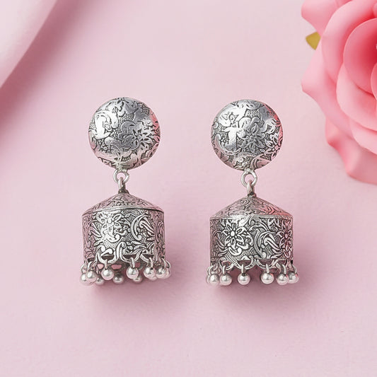 Sleek Traditional jhumki earrings (Silver)