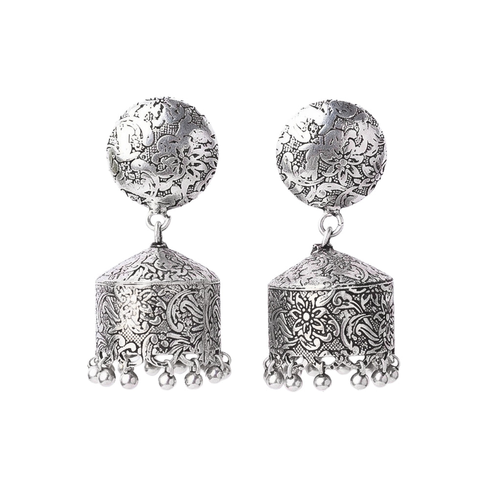 Sleek Traditional jhumki earrings (Silver)