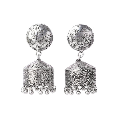 Sleek Traditional jhumki earrings (Silver)