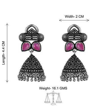 Stunning stone studded jhumki earrings (Red)