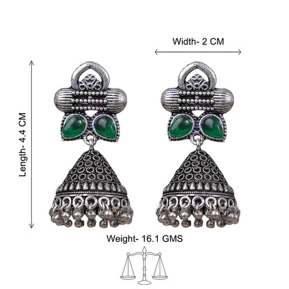 Stunning stone studded jhumki earrings (Green)