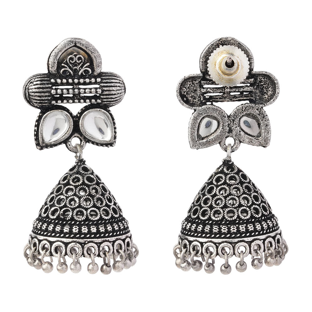 Stunning stone studded jhumki earrings (White)