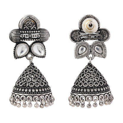 Stunning stone studded jhumki earrings (White)