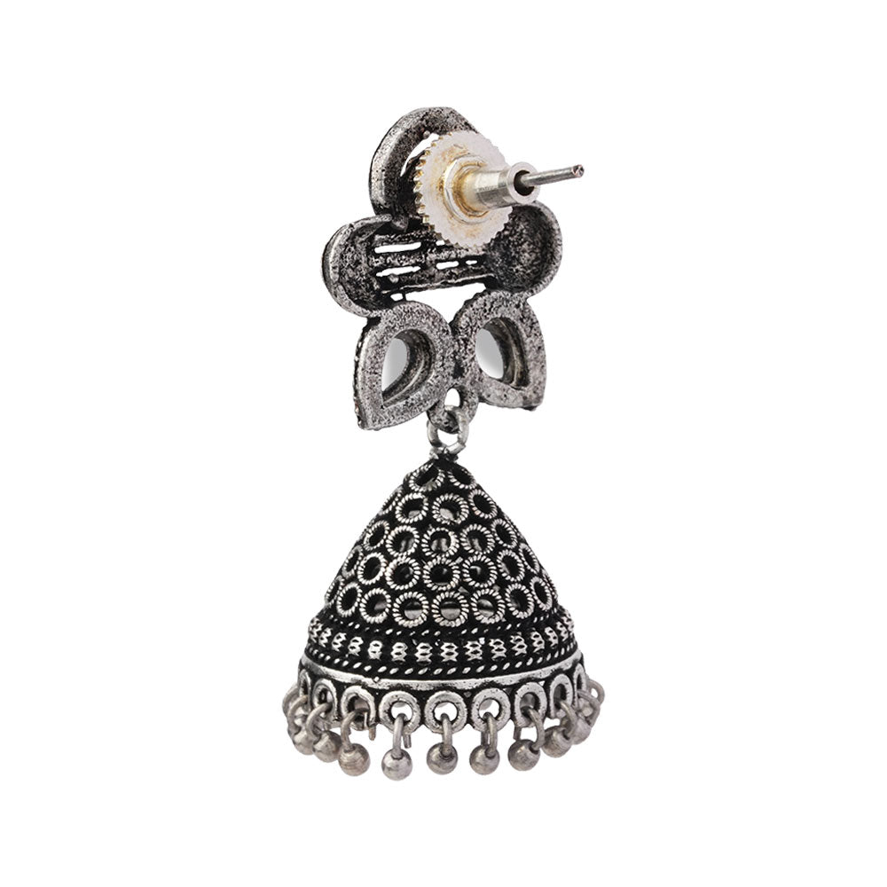 Stunning stone studded jhumki earrings (White)