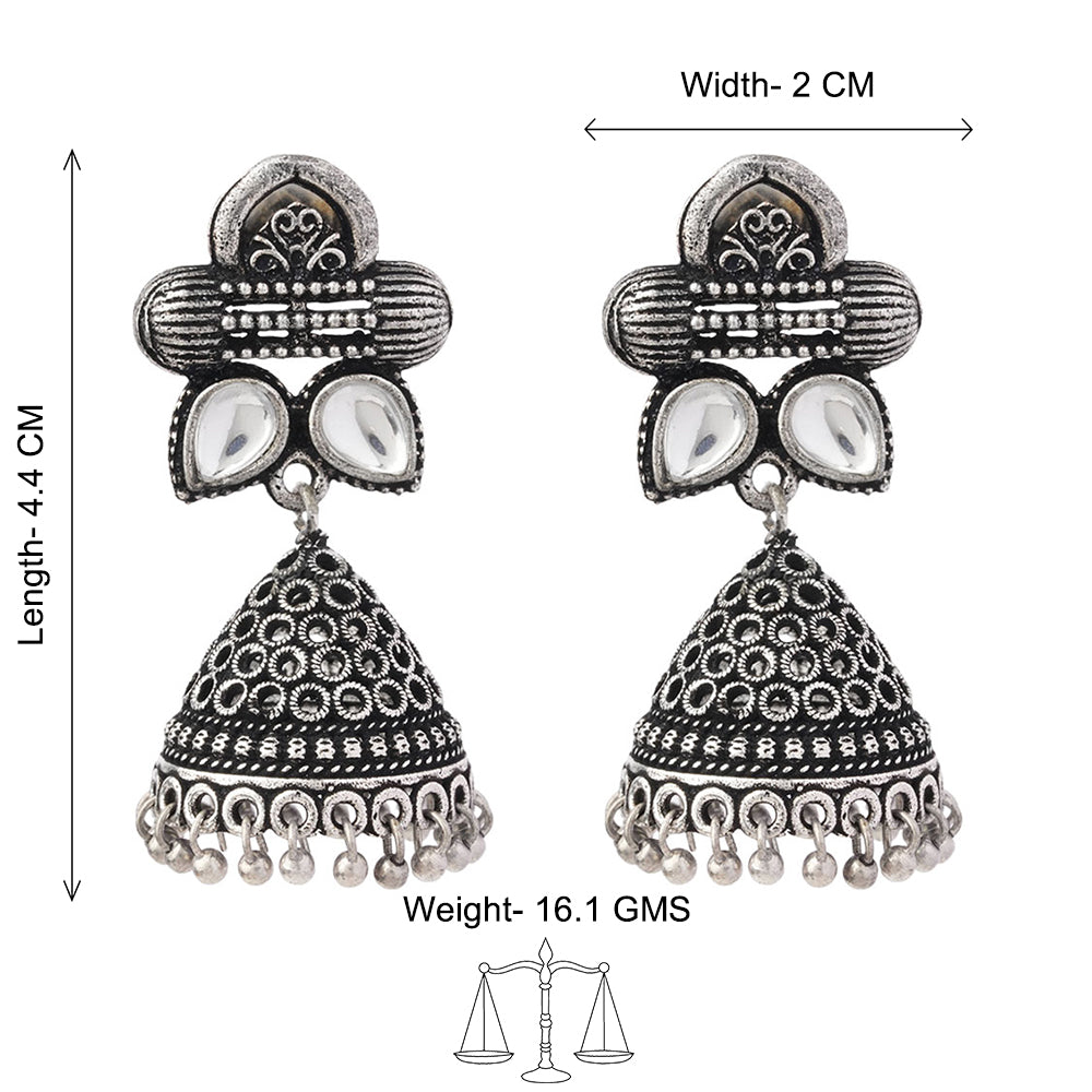 Stunning stone studded jhumki earrings (White)