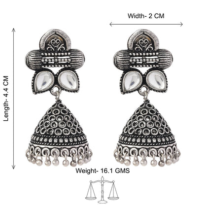 Stunning stone studded jhumki earrings (White)
