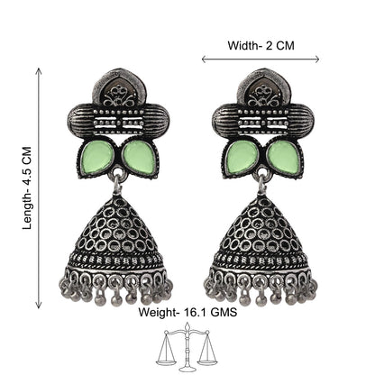 Stunning stone studded jhumki earrings (Pista)