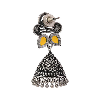 Stunning stone studded jhumki earrings (Yellow)