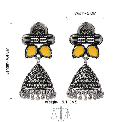 Stunning stone studded jhumki earrings (Yellow)