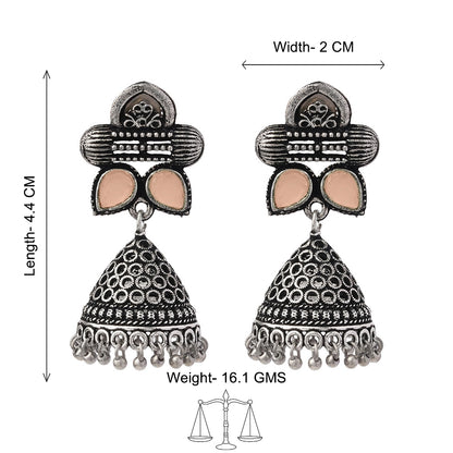 Stunning stone studded jhumki earrings (Light Orange)