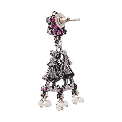 Bride-Groom Floral dangler earrings (Red)