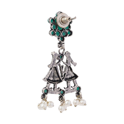 Bride-Groom Floral dangler earrings (Green)