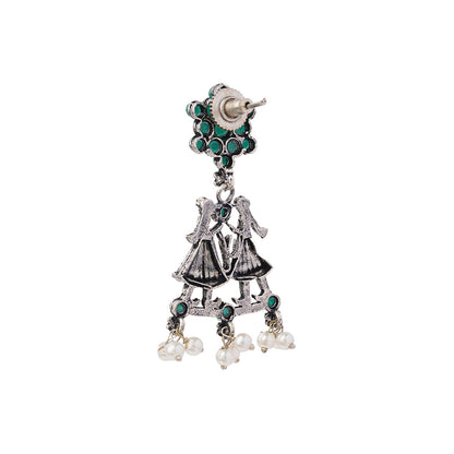 Bride-Groom Floral dangler earrings (Green)