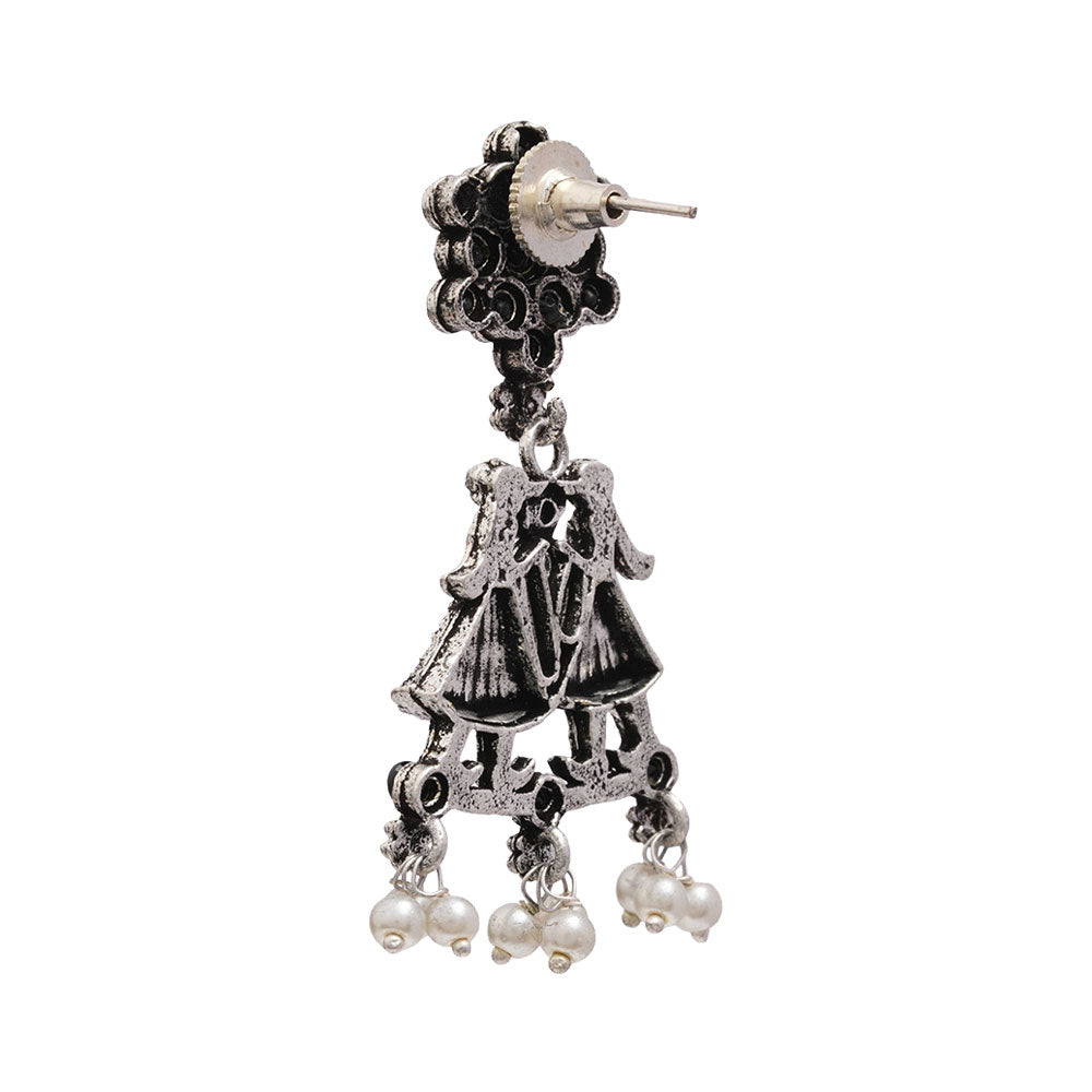 Bride-Groom Floral dangler earrings (Black)
