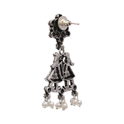 Bride-Groom Floral dangler earrings (Black)