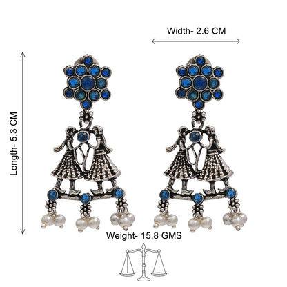 Bride-Groom Floral dangler earrings (Blue)