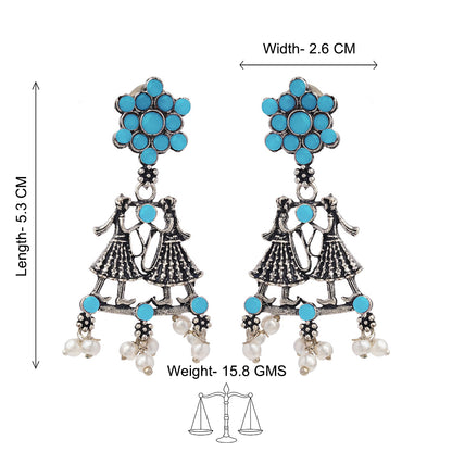 Bride-Groom Floral dangler earrings (Sky Blue)