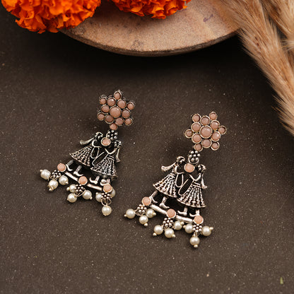 Bride-Groom Floral dangler earrings (Light Orange)
