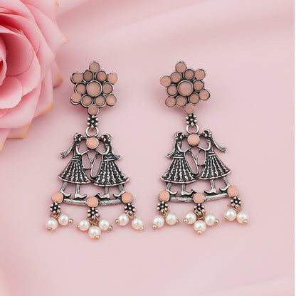 Bride-Groom Floral dangler earrings (Light Orange)
