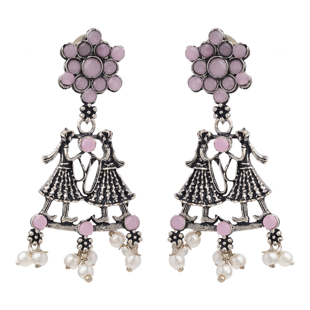 Bride-Groom Floral dangler earrings (Light Orange)