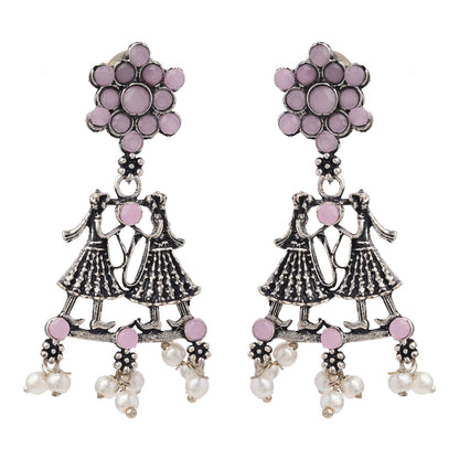 Bride-Groom Floral dangler earrings (Light Orange)