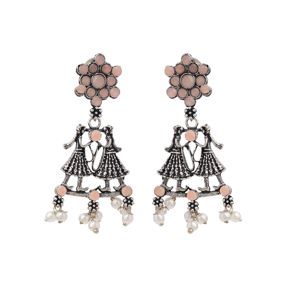 Bride-Groom Floral dangler earrings (Light Orange)