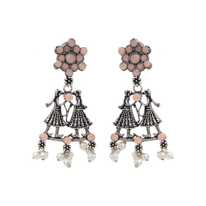 Bride-Groom Floral dangler earrings (Light Orange)