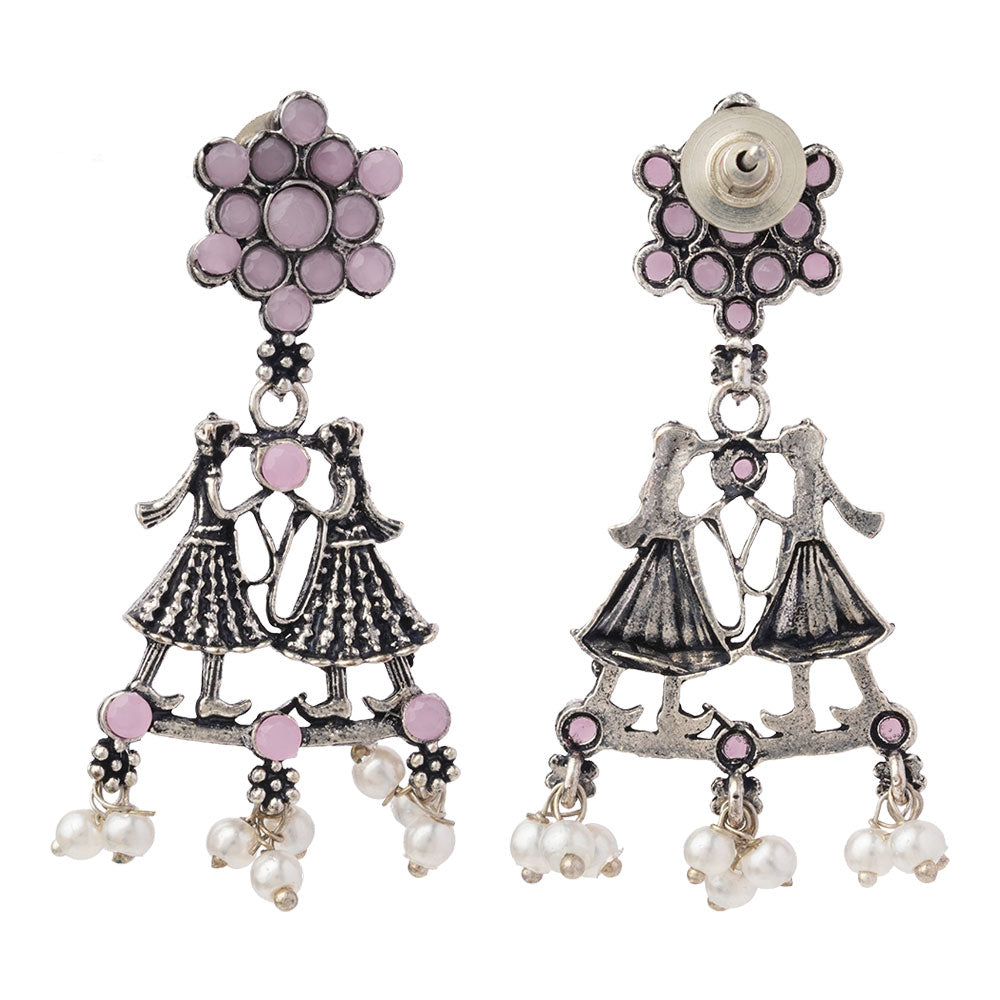 Bride-Groom Floral dangler earrings (Light Orange)