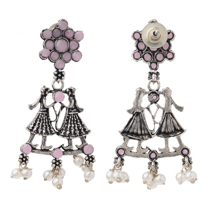 Bride-Groom Floral dangler earrings (Light Orange)