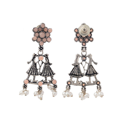 Bride-Groom Floral dangler earrings (Light Orange)