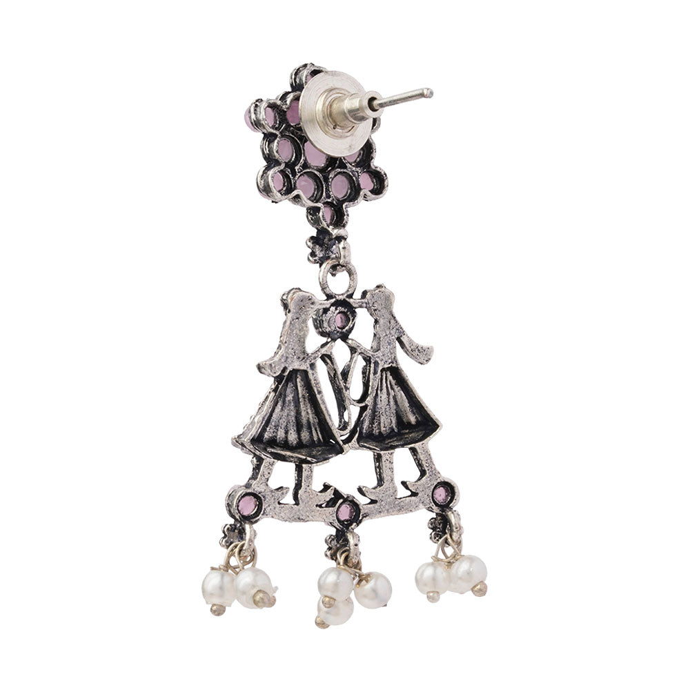 Bride-Groom Floral dangler earrings (Light Orange)