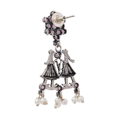 Bride-Groom Floral dangler earrings (Light Orange)