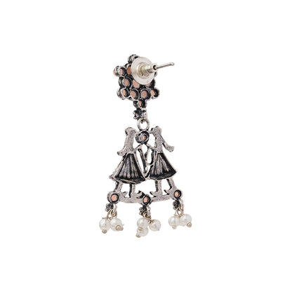 Bride-Groom Floral dangler earrings (Light Orange)