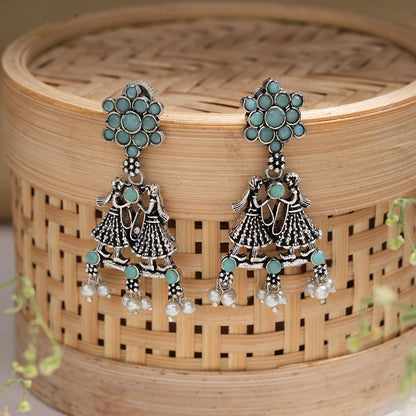 Bride-Groom Floral dangler earrings (Mint)