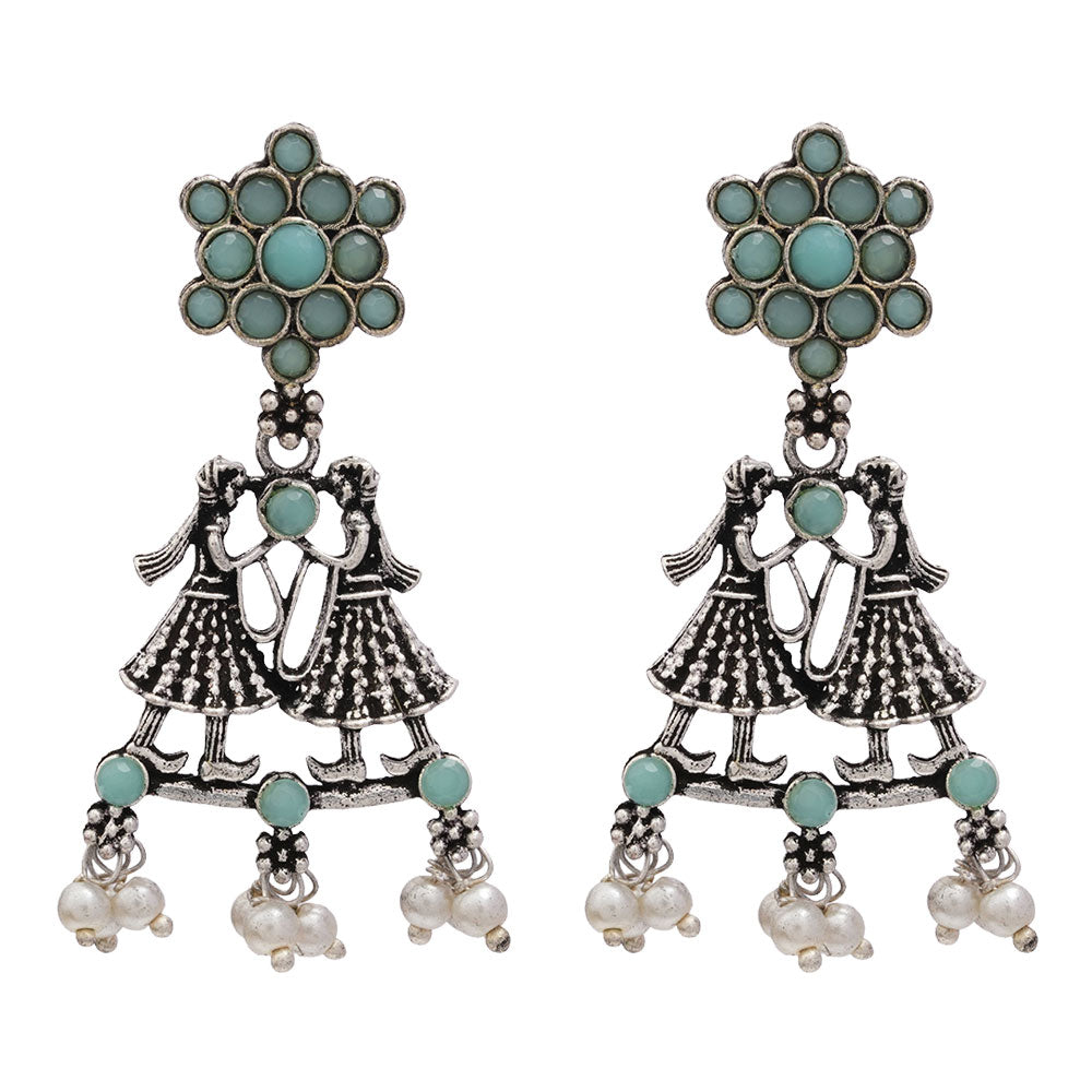Bride-Groom Floral dangler earrings (Mint)