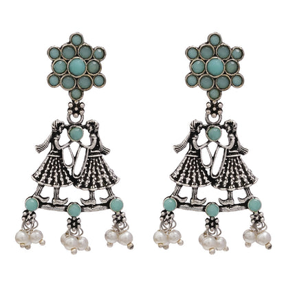 Bride-Groom Floral dangler earrings (Mint)