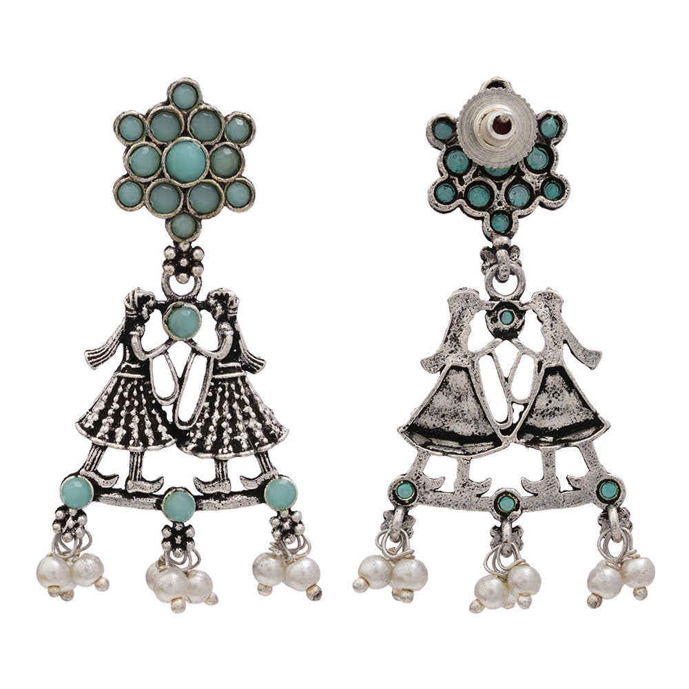 Bride-Groom Floral dangler earrings (Mint)