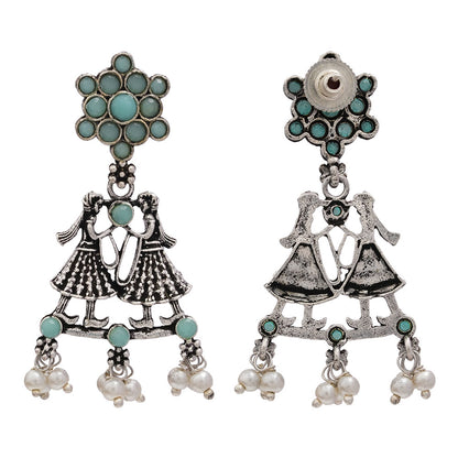 Bride-Groom Floral dangler earrings (Mint)