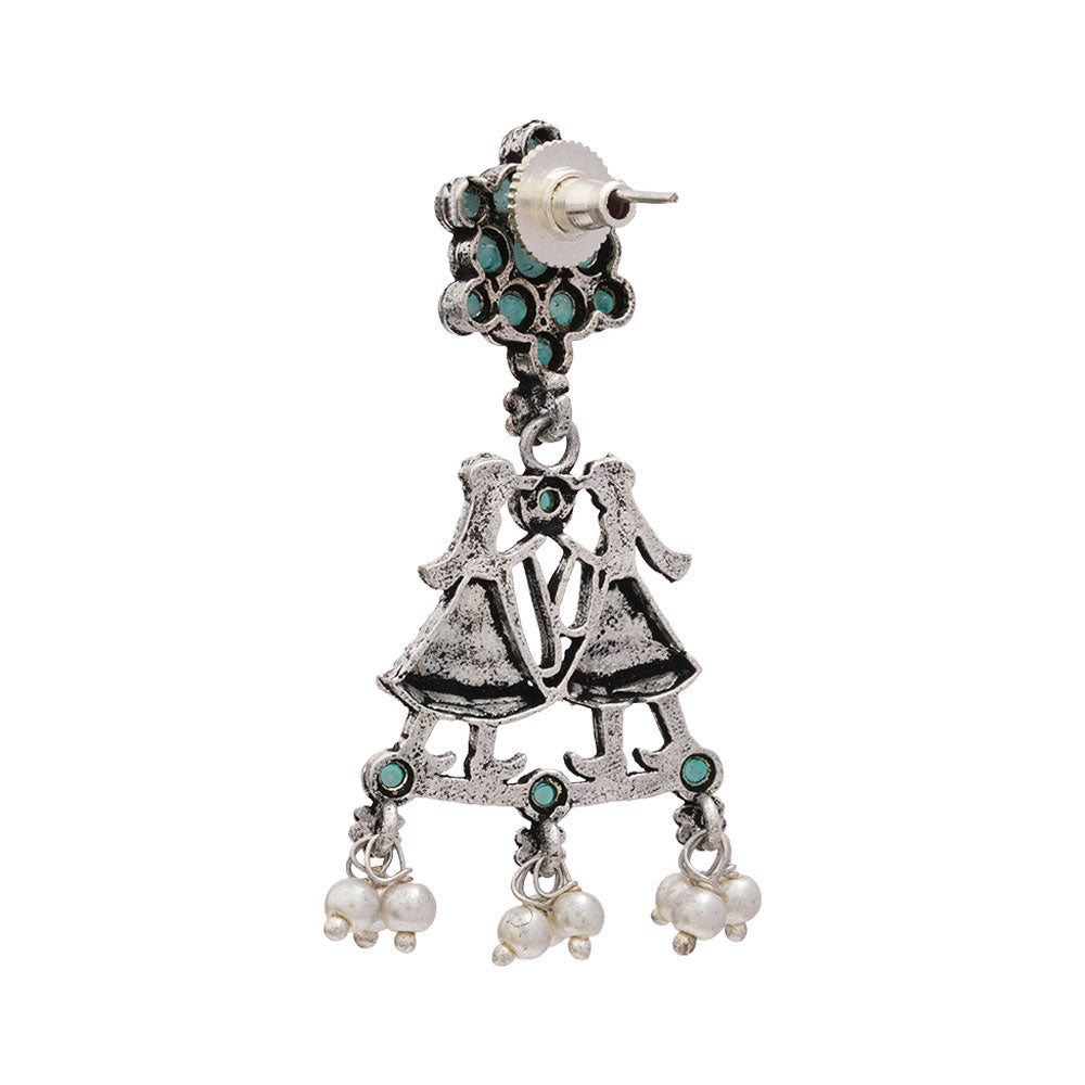 Bride-Groom Floral dangler earrings (Mint)