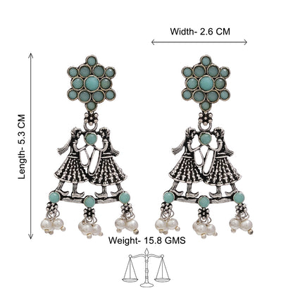 Bride-Groom Floral dangler earrings (Mint)