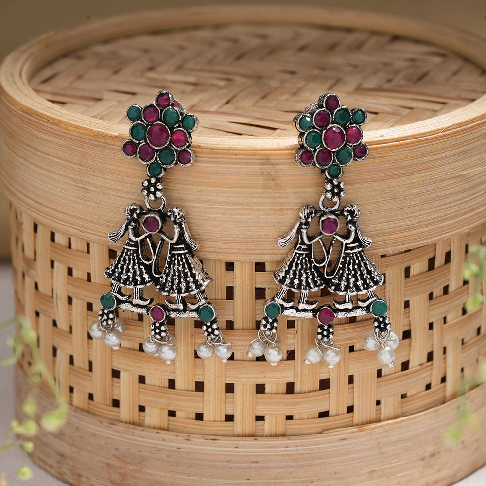 Bride-Groom Floral dangler earrings (Multicolored)