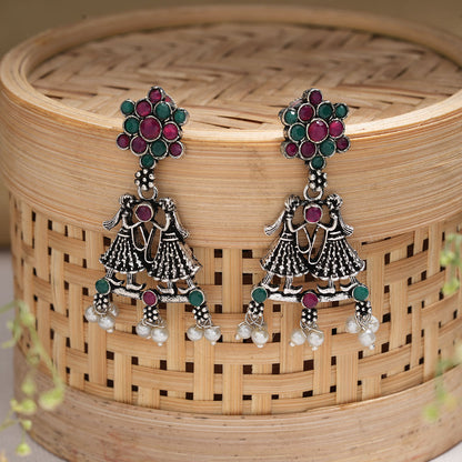 Bride-Groom Floral dangler earrings (Multicolored)