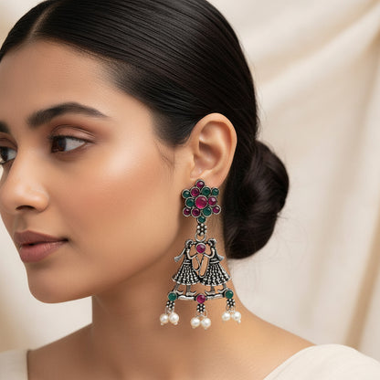 Bride-Groom Floral dangler earrings (Multicolored)