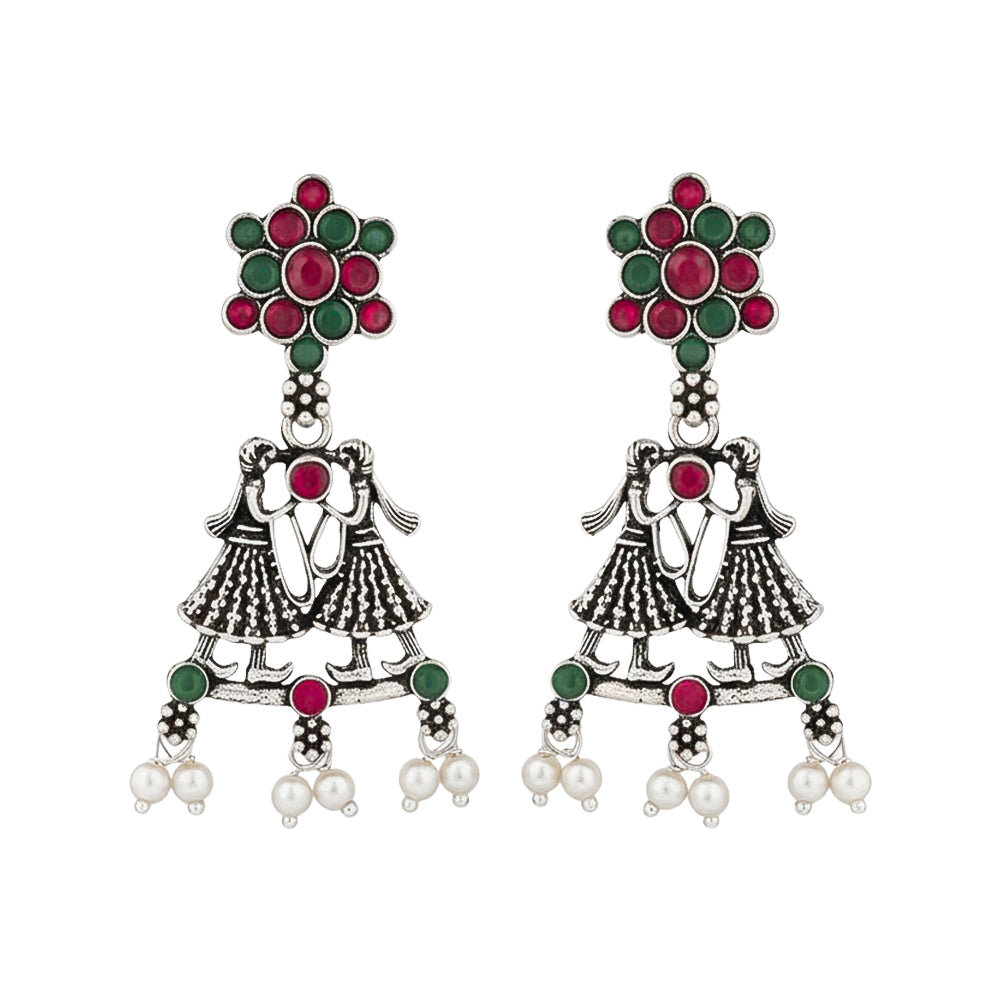 Bride-Groom Floral dangler earrings (Multicolored)