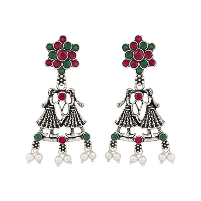 Bride-Groom Floral dangler earrings (Multicolored)