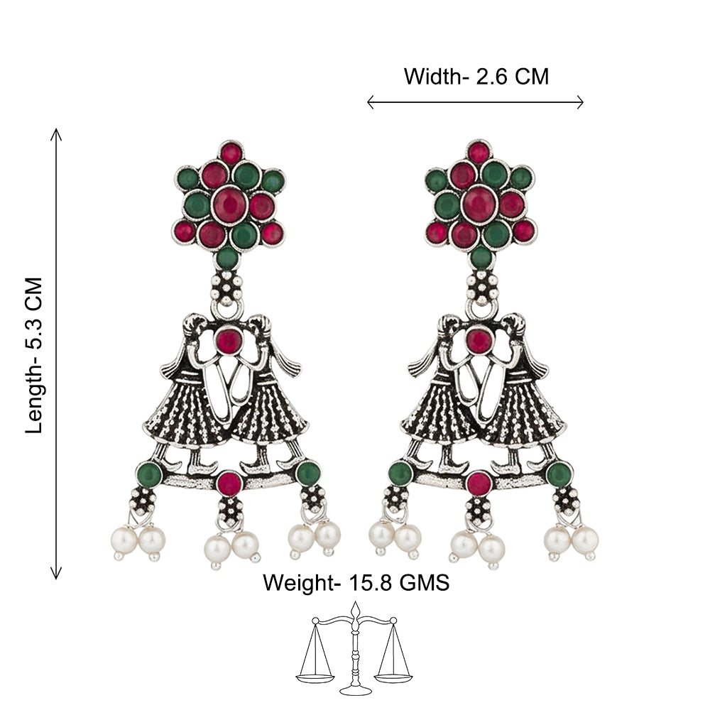 Bride-Groom Floral dangler earrings (Multicolored)
